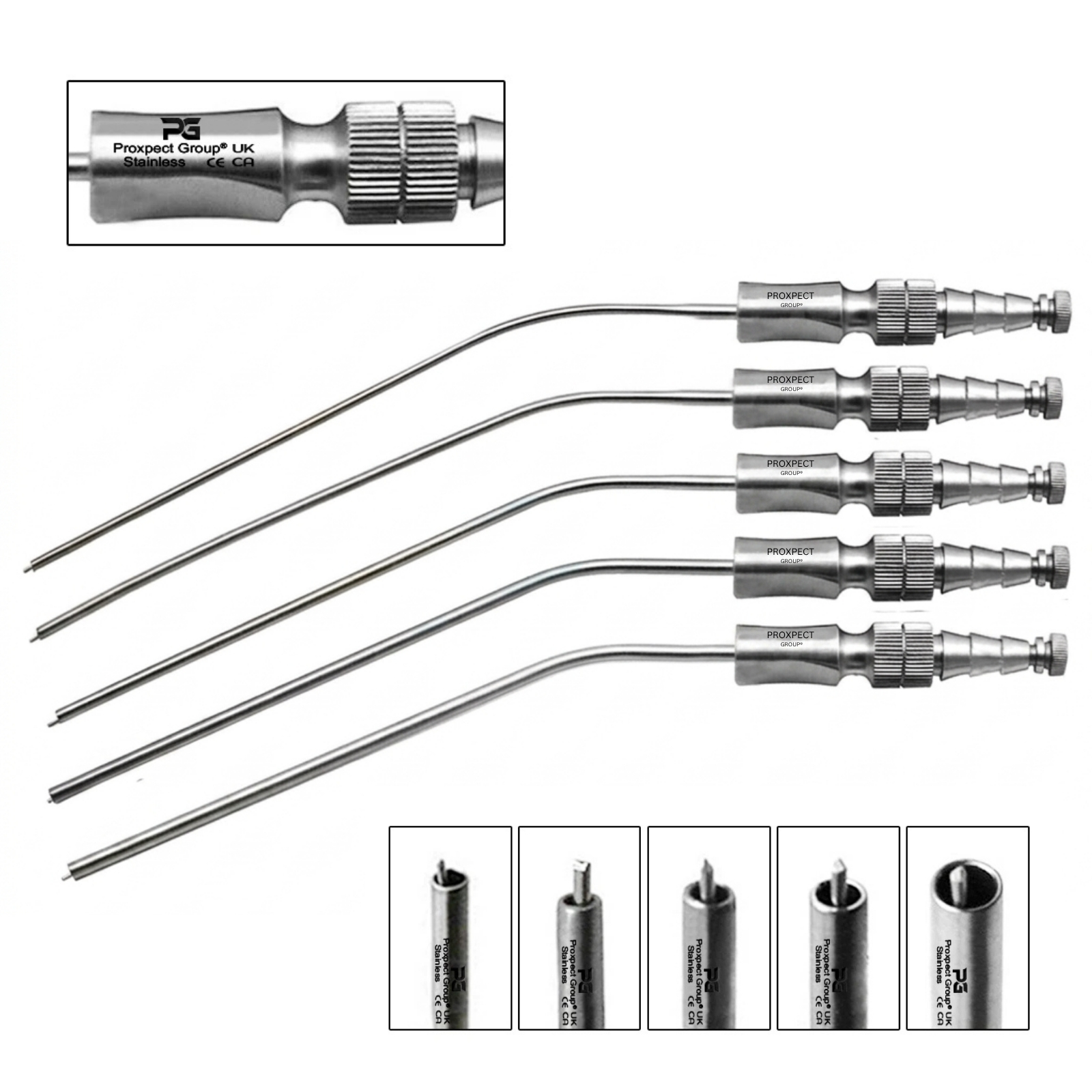 Frazier Absaugkanülen Set 5-teilig – Chirurgisches Absauginstrument